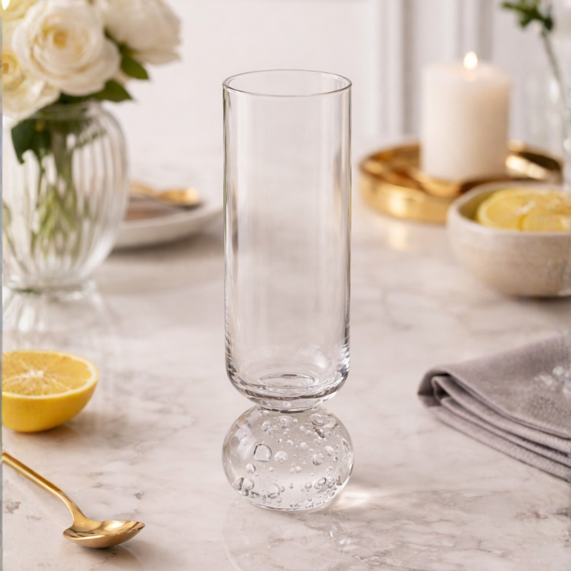 Stemless wine glass for champagne Glass with base Sphere Clear 250ml