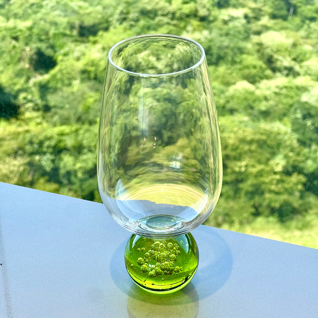 Set of 6 wine glasses Sphere base Green and Clear 580ml