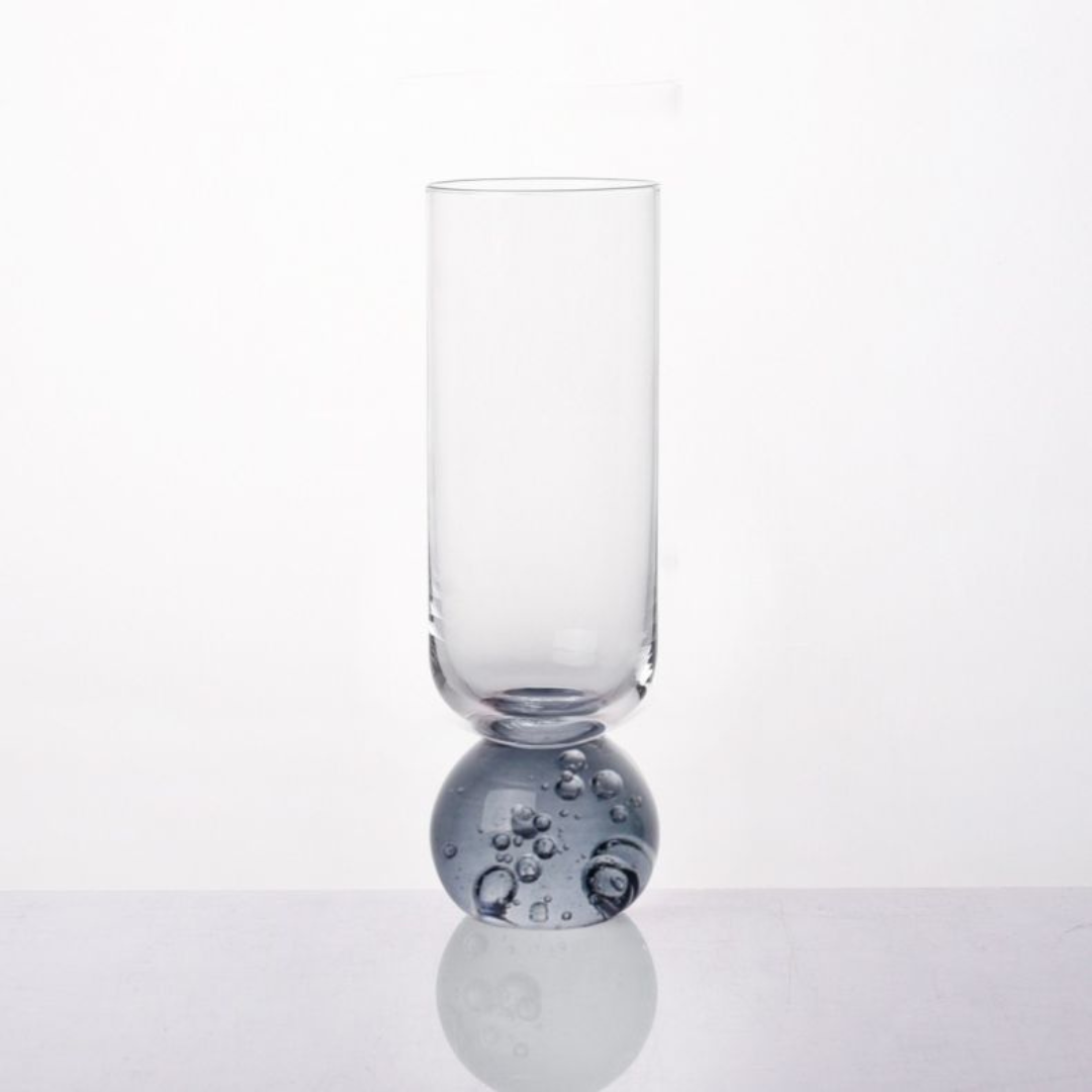 Champagne glass Glass with base Sphere Clear and Gray 250ml