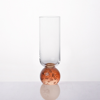Stemless wine glass for champagne Glass with base Sphere Clear and Amber 250ml
