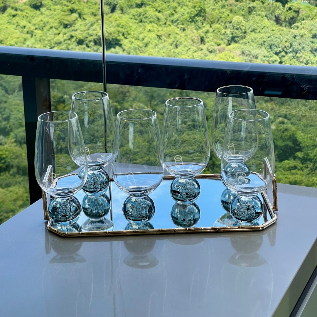 Set of 6 wine glasses Sphere base Smoke and Clear 550ml