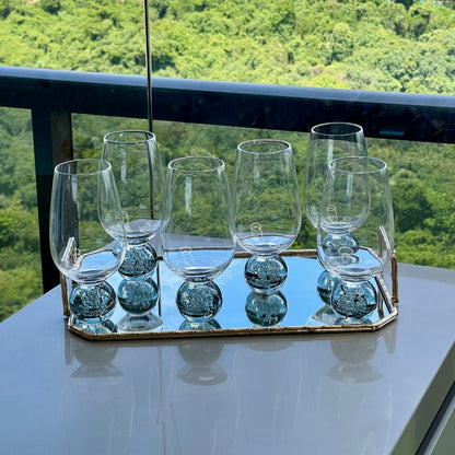 Set of 6 wine glasses Sphere base Smoke and Clear 550ml