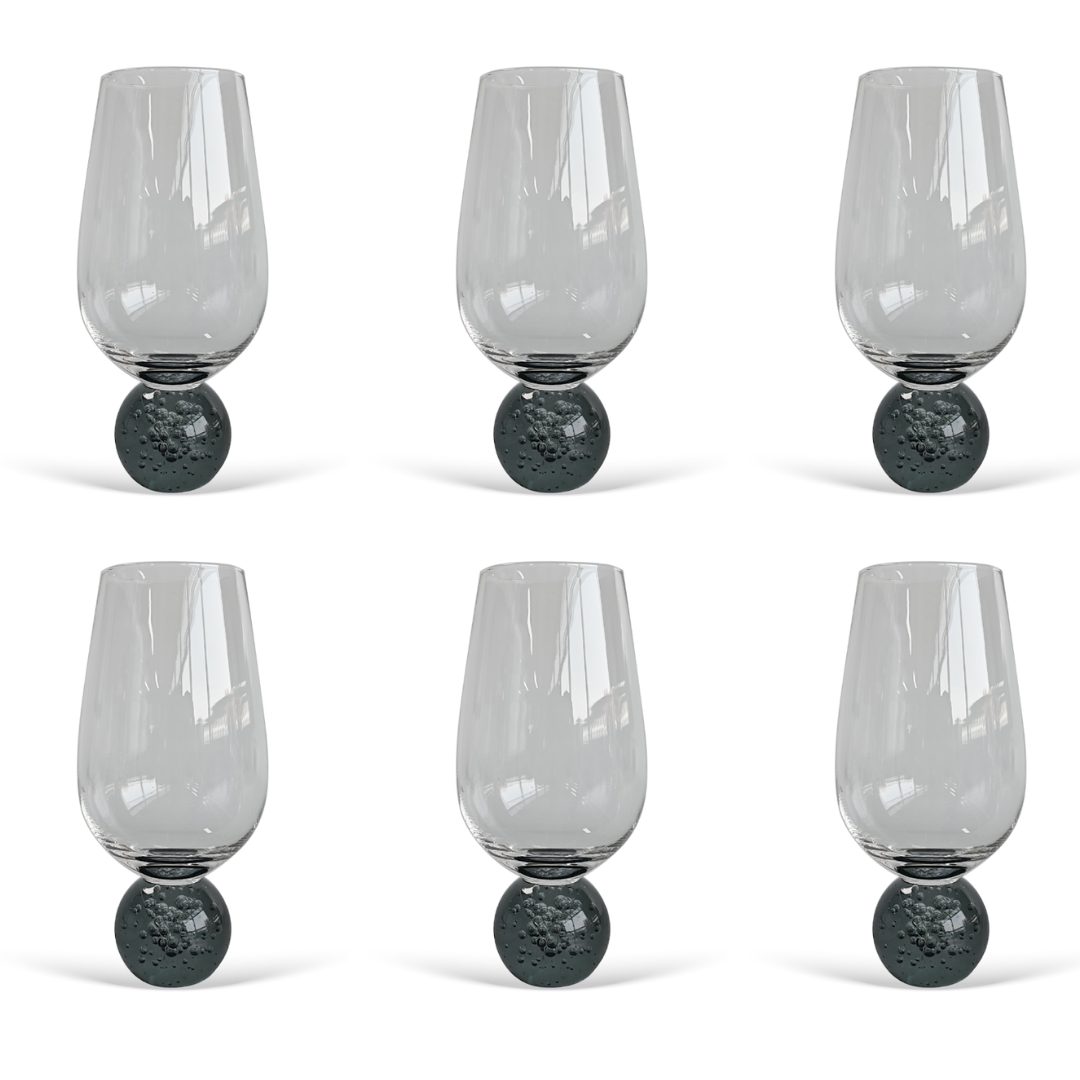 Set of 6 wine glasses Sphere base Smoke and Clear 550ml