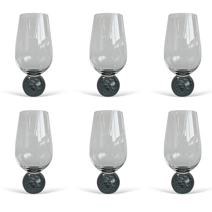 Set of 6 wine glasses Sphere base Smoke and Clear 550ml