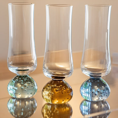 Set of 6 wine glasses Champagne Sphere base Amber and Clear 240ml