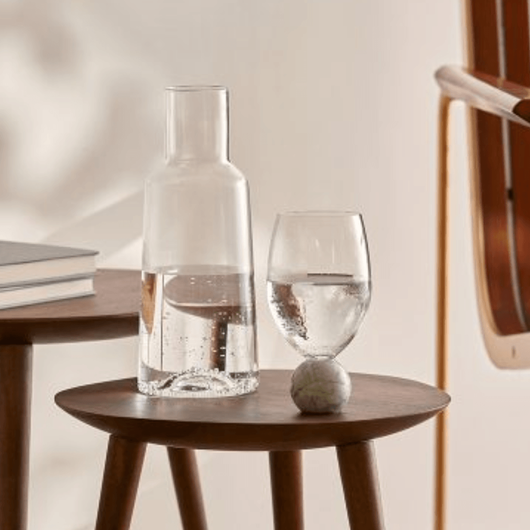 Set of 2 wine glasses Sphere base for wine Crystal and white marble 520ml