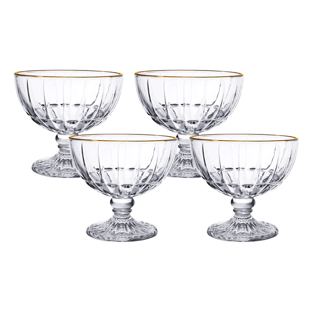 Set of 4 wine glasses for dessert Glass Cristalle with gold rim 360ml