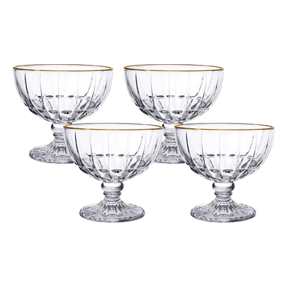 Set of 4 wine glasses for dessert Glass Cristalle with gold rim 360ml