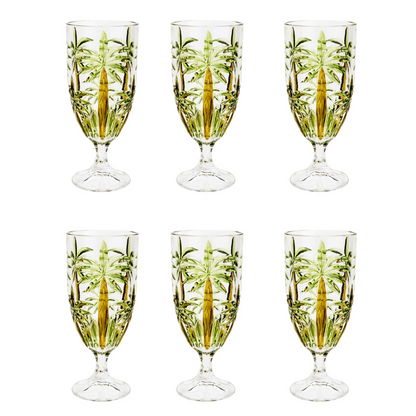 Kit 6 Wine glasses of Crystal Palm Tree Tropical 450ml