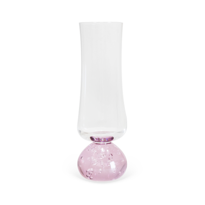 Set of 6 wine glasses Champagne Sphere base Pink and Clear 240ml