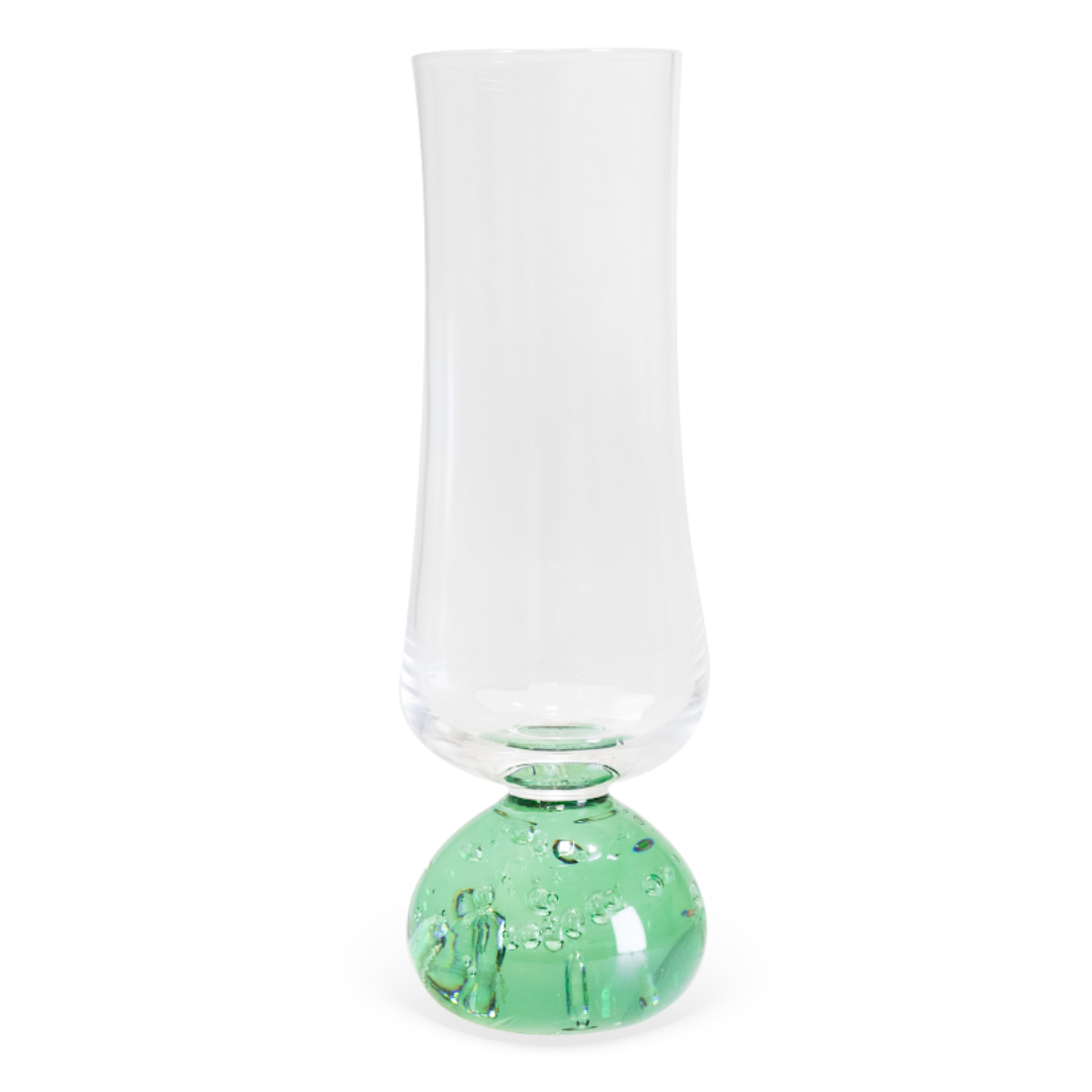Set of 6 wine glasses Champagne Sphere base Green and Clear 240ml