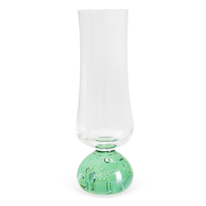 Set of 6 wine glasses Champagne Sphere base Green and Clear 240ml
