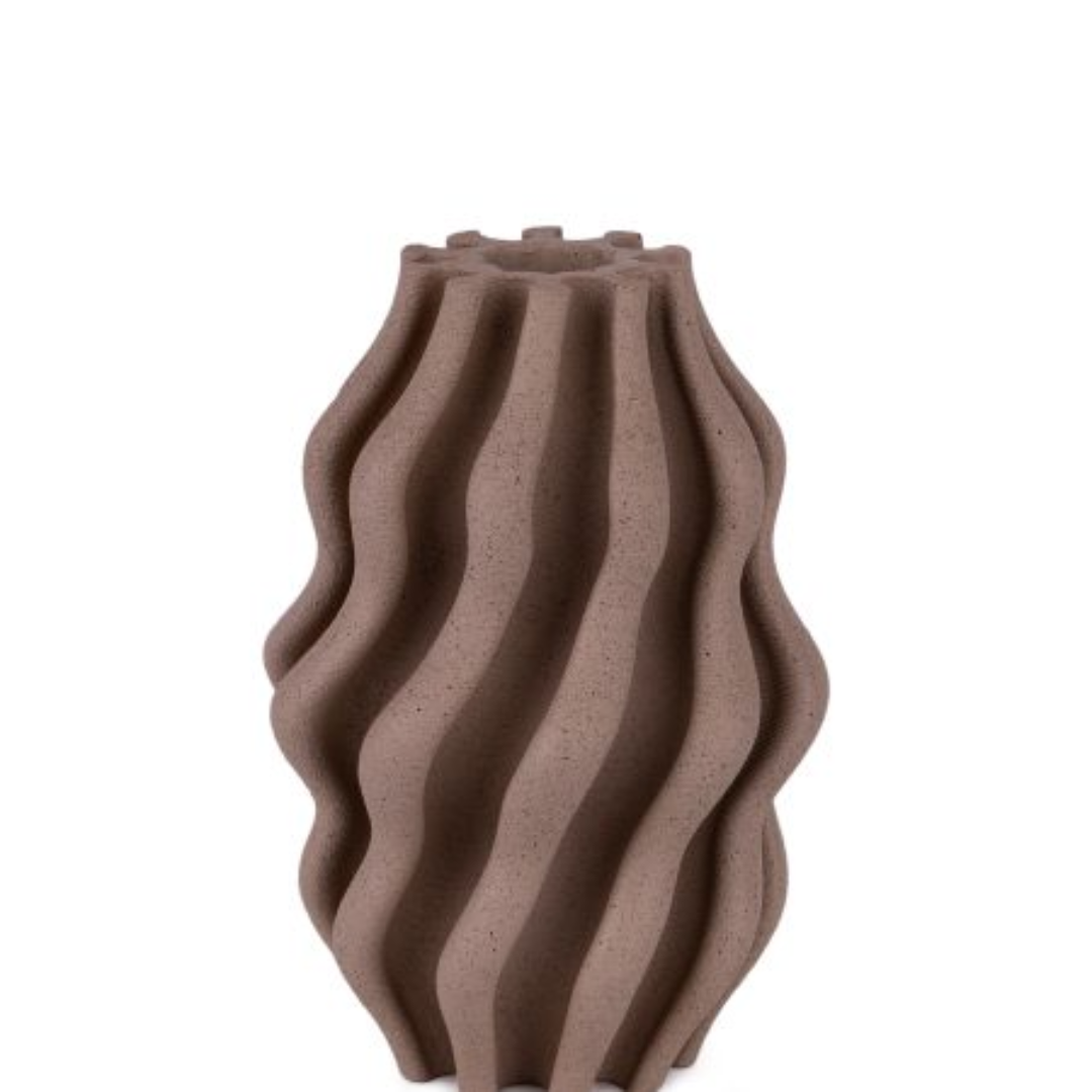 Vase Wave style Polyresin Brown 24,7cm