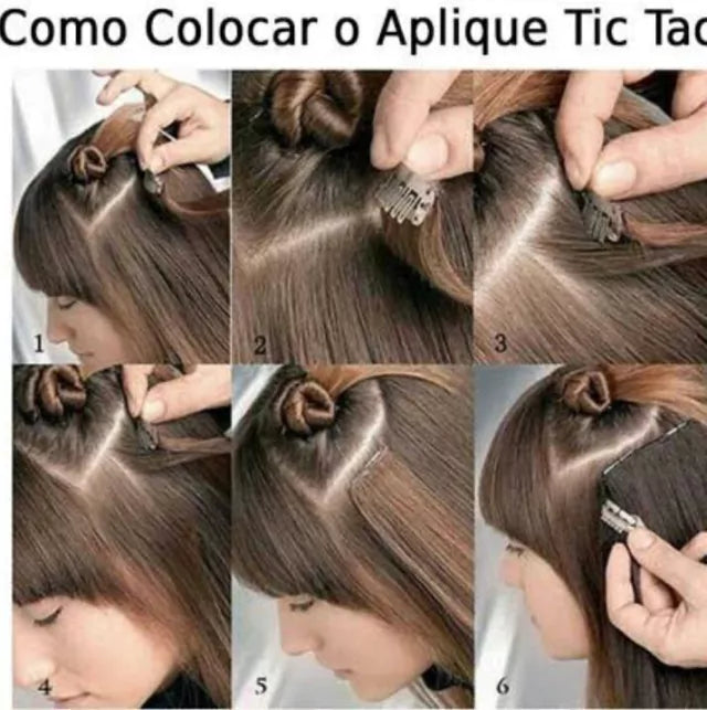 Loiro escuro aplique orgânico em tic tac mas fio invisível