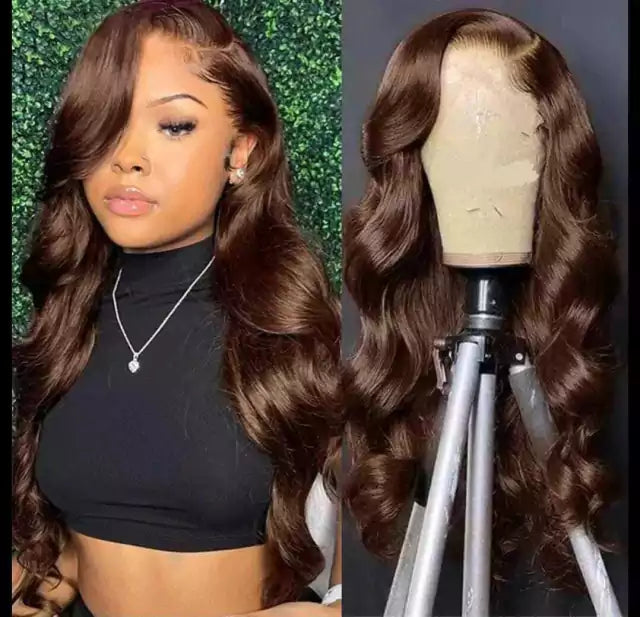 Lace wig de cabelo natural castanho
