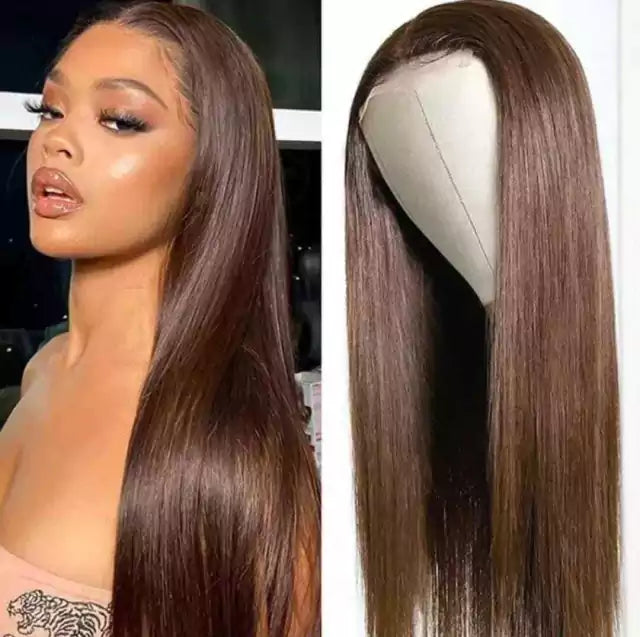 Lace wig de cabelo natural castanho