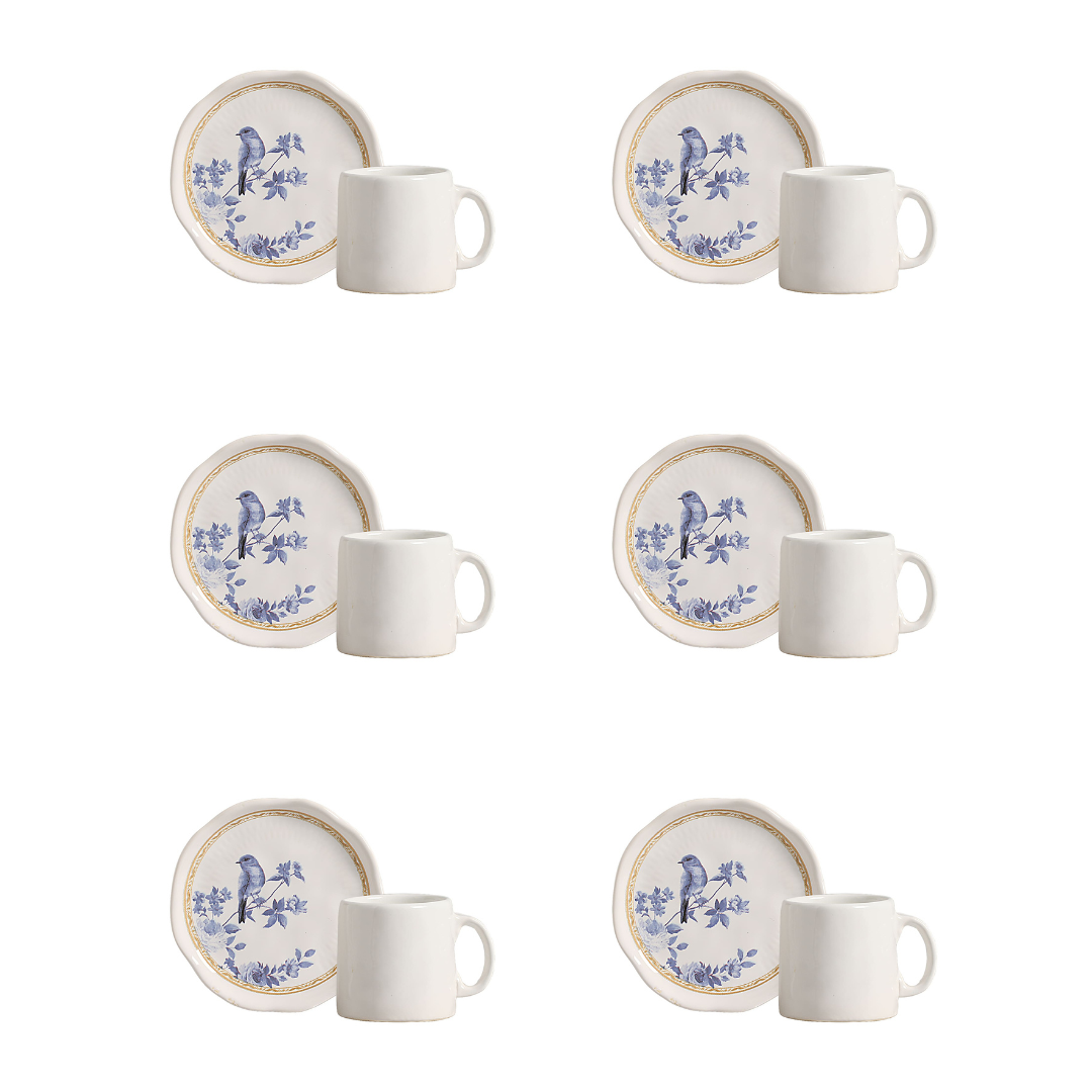 Set of 6 cups of Coffee with saucer Iris Blue 100ml