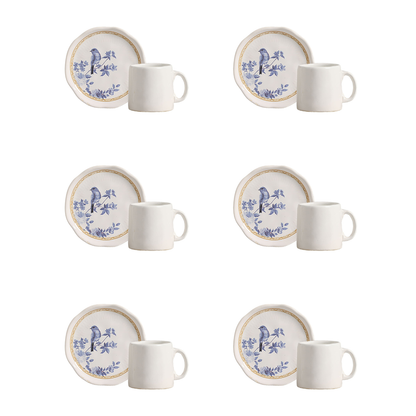 Set of 6 cups of Coffee with saucer Iris Blue 100ml