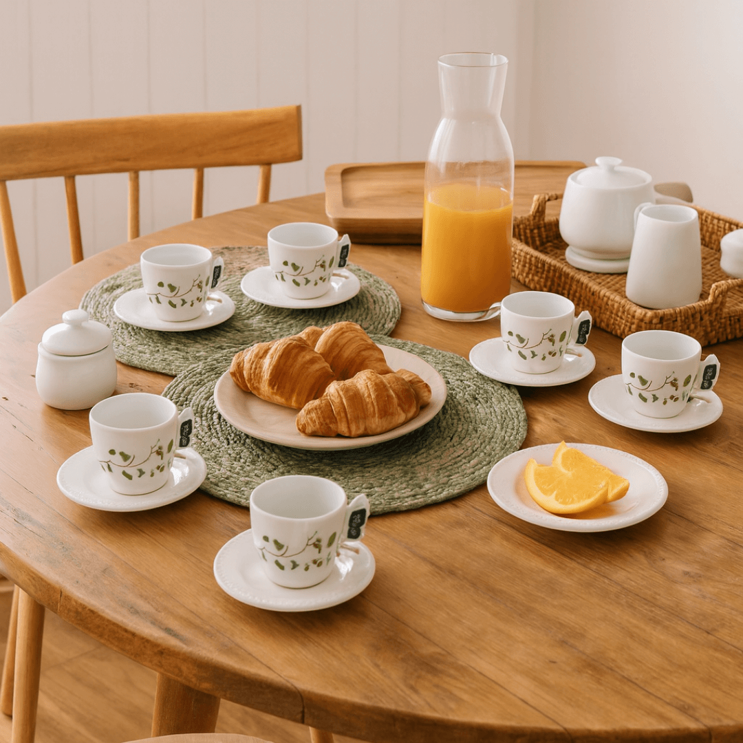 Set of 6 cups of Coffee with saucer Butterfly