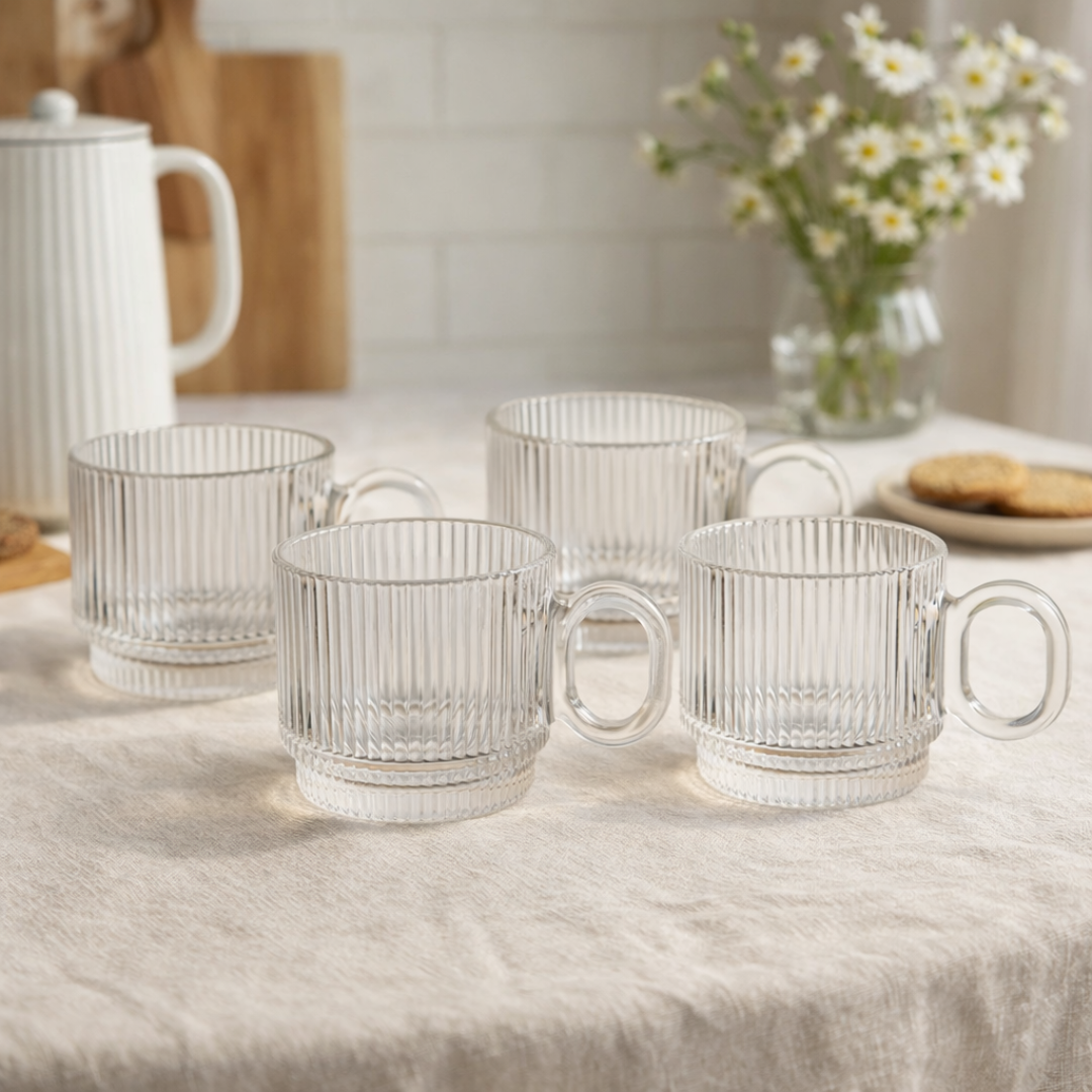Set of 4 mugs of Glass Graffiato 95ml