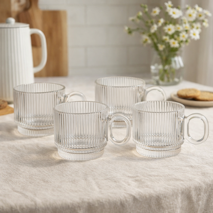 Set of 4 mugs of Glass Graffiato 95ml
