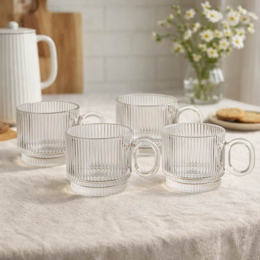 Set of 4 mugs of Glass Graffiato 95ml