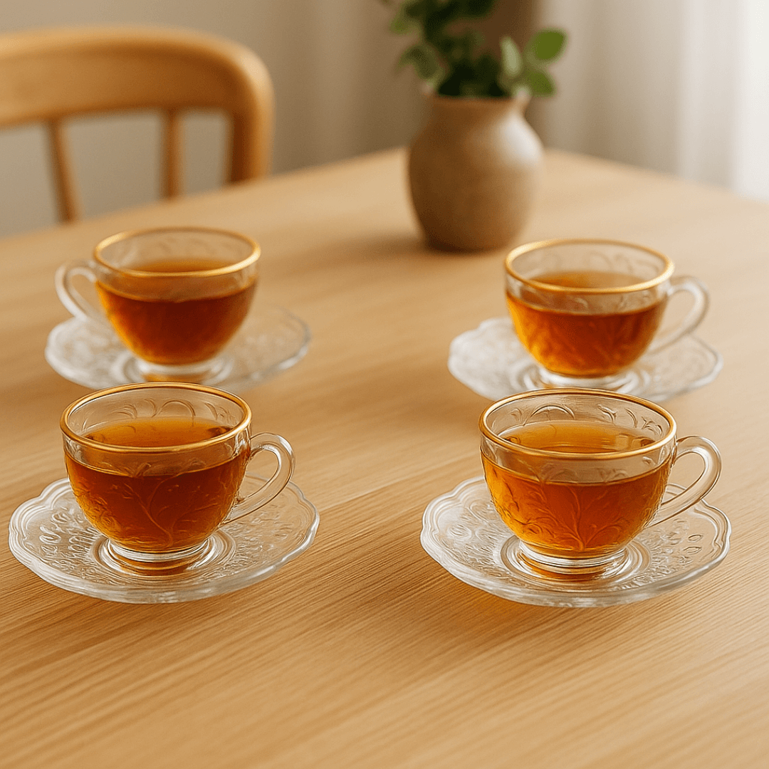 Kit 4 Tea cups New Butterfly Gold trim