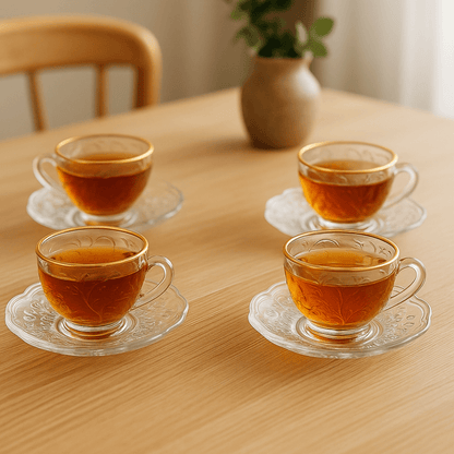 Kit 4 Tea cups New Butterfly Gold trim