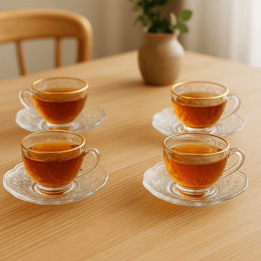 Kit 4 Tea cups New Butterfly Gold trim