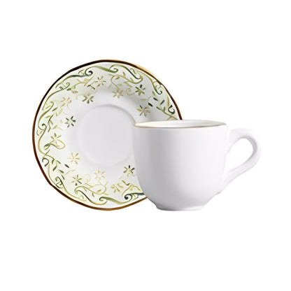 Set of 6 cups of Coffee with saucer Arabesque green 90ml