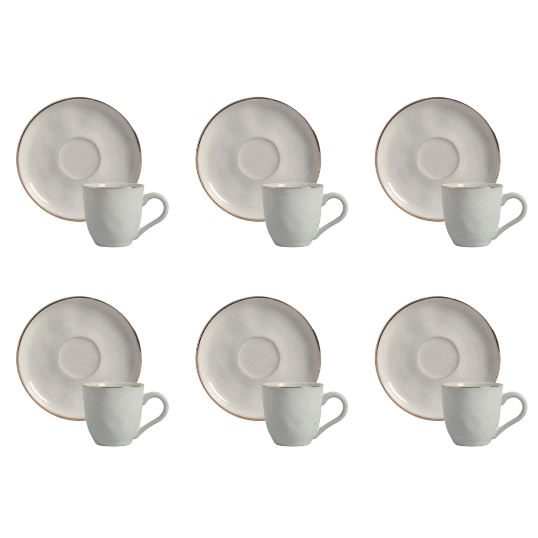 Set of 6 cups of Tea Luz Gold Gray 170ml