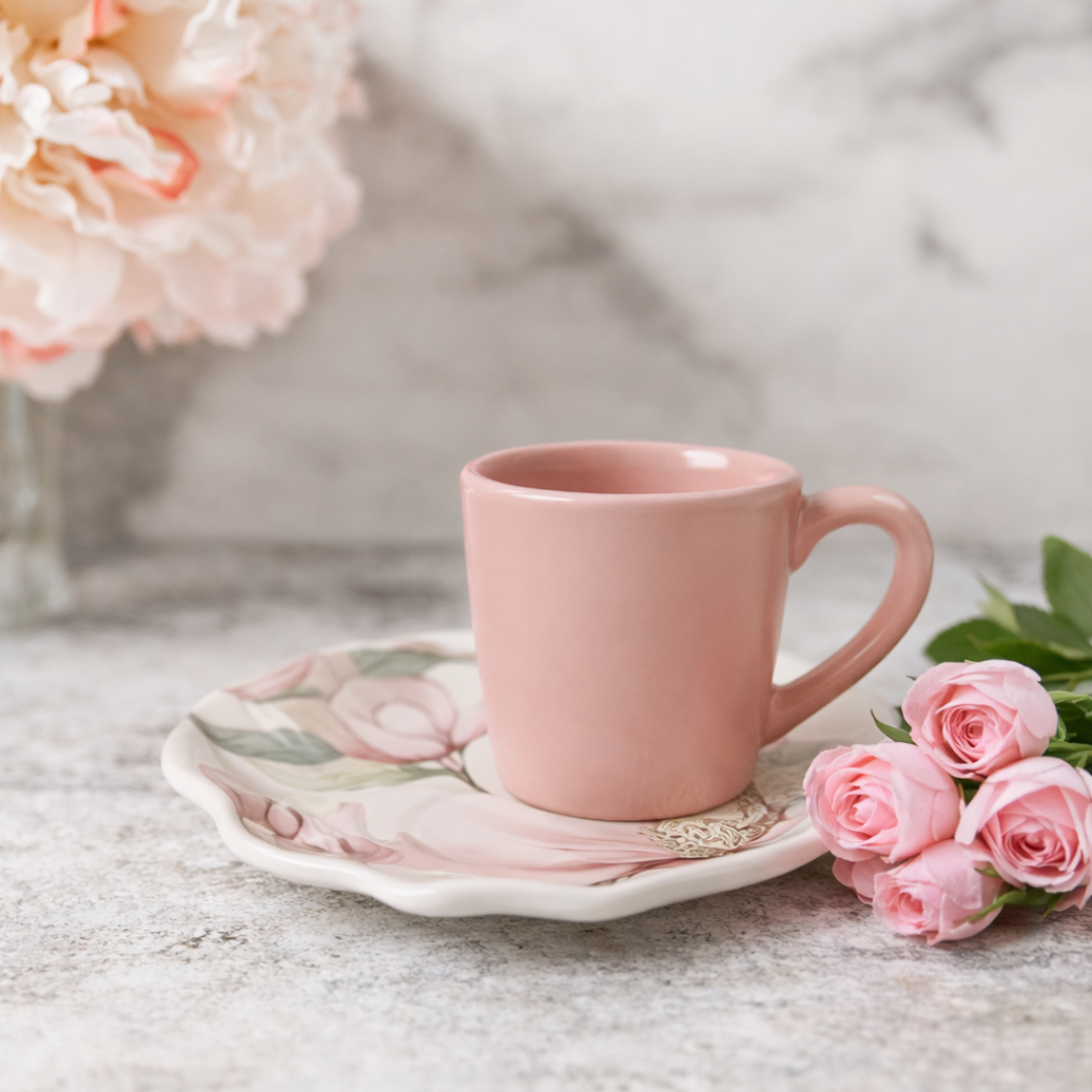 Set of 6 cups of Coffee with saucer Magnolia Rose 100ml