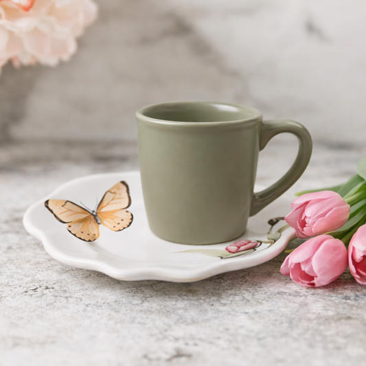 Set of 6 cups of Coffee with saucer Butterfly 100ml
