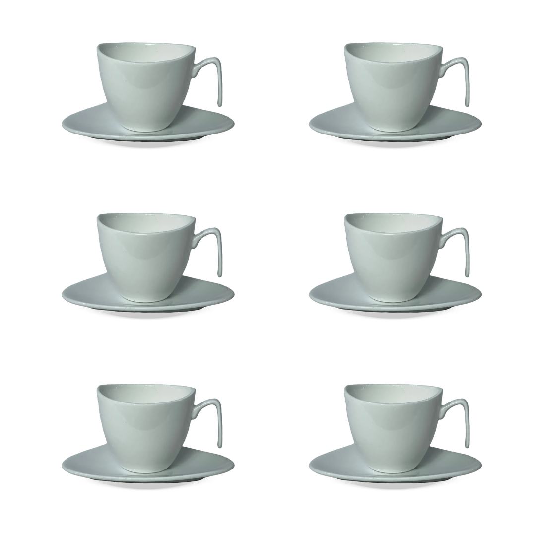 Set of 6 cups of Coffee with spoon in porcelain White 80ml