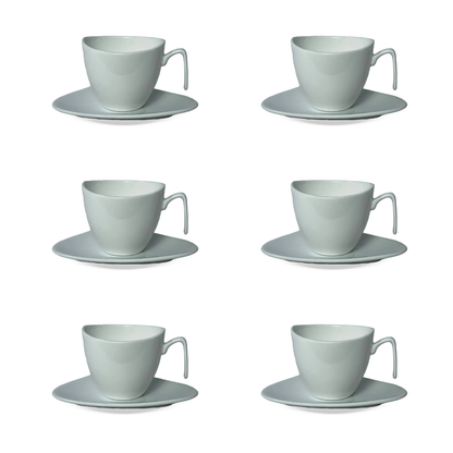 Set of 6 cups of Coffee with spoon in porcelain White 80ml