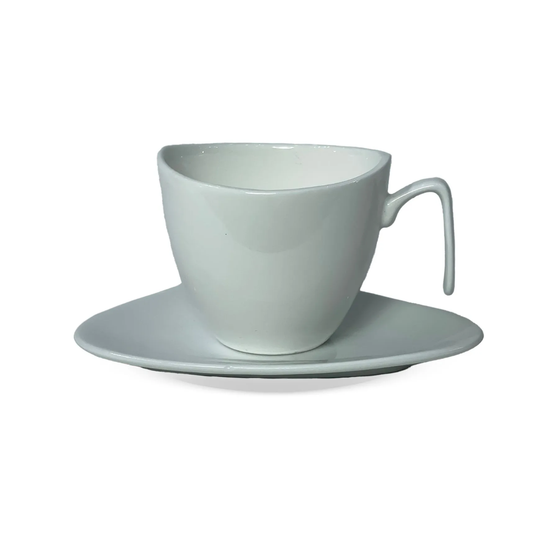 Set of 6 cups of Coffee with spoon in porcelain White 80ml