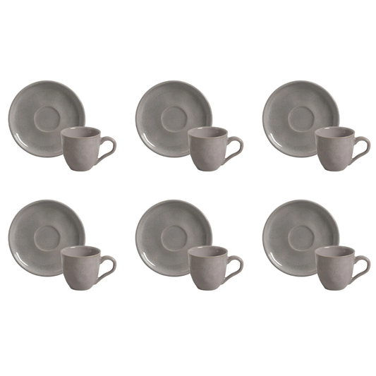 Set of 6 cups of Coffee with saucer Bruma Ceramic 120ml