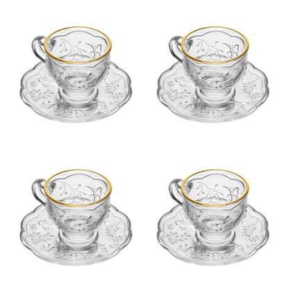 Kit 4 Tea cups New Butterfly Gold trim