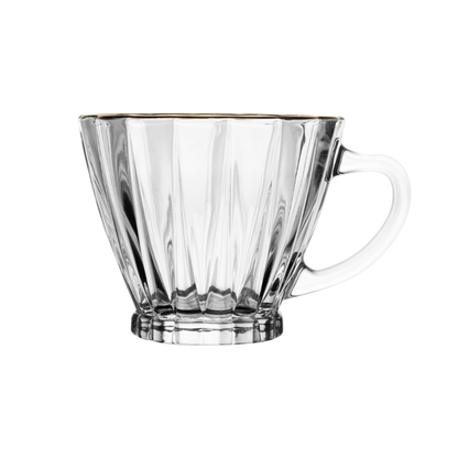 Set of 2 cups Coffee with saucer Radial Gold trim 90ml