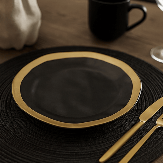 Dessert plate with Filete Amassada Matte black 20cm