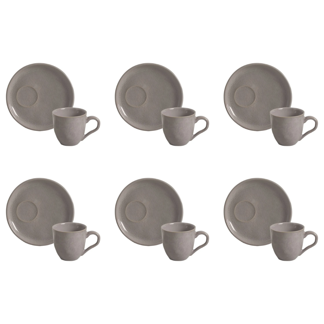 Set of 6 cups of Tea with saucer Bruma Ceramic 170ml
