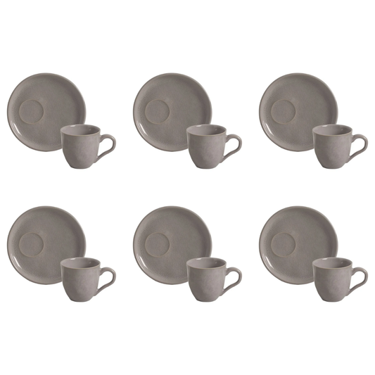 Set of 6 cups of Tea with saucer Bruma Ceramic 170ml