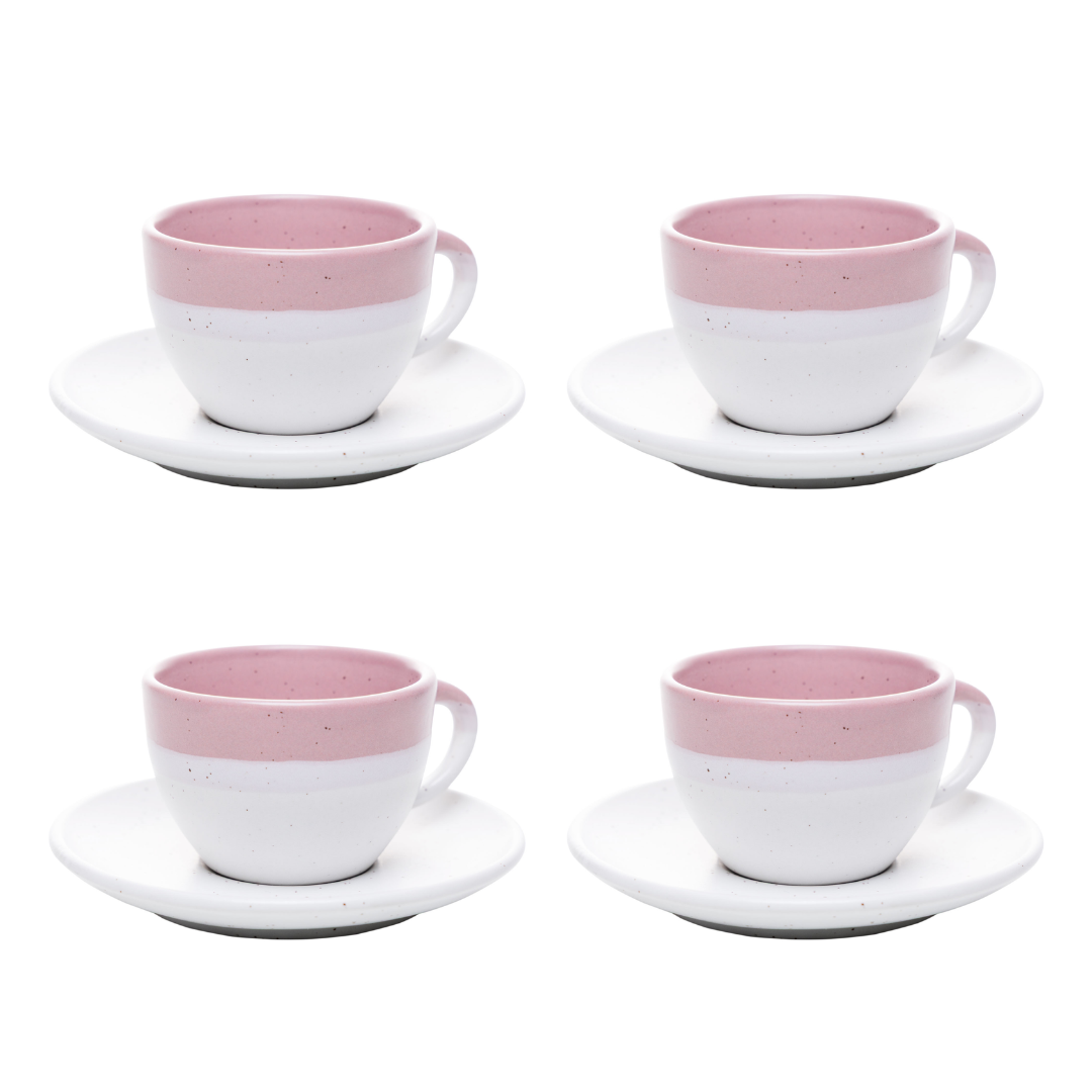 Set of 4 cups of Coffee with saucer Ombré Pink 85ml