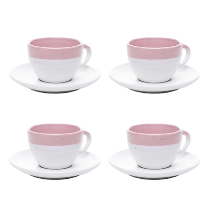 Set of 4 cups of Coffee with saucer Ombré Pink 85ml