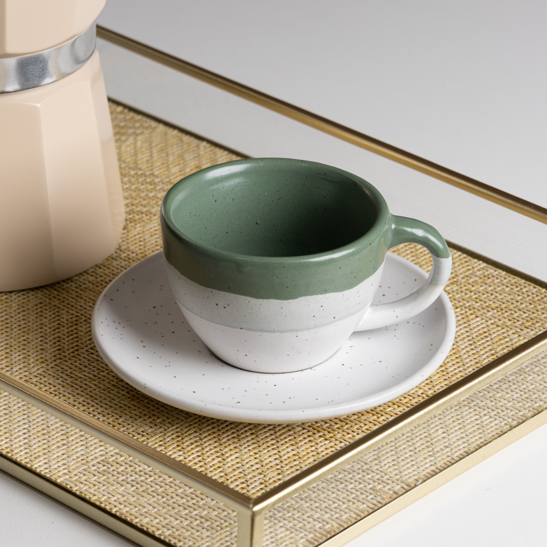 Set of 4 cups of Coffee with Píres Ceramic Ombre Green 85ml