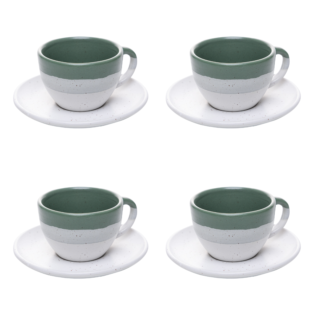 Set of 4 cups of Coffee with Píres Ceramic Ombre Green 85ml