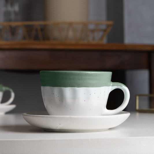 Set of 4 cups of Tea with Píres Ceramic Ombre Green 210ml