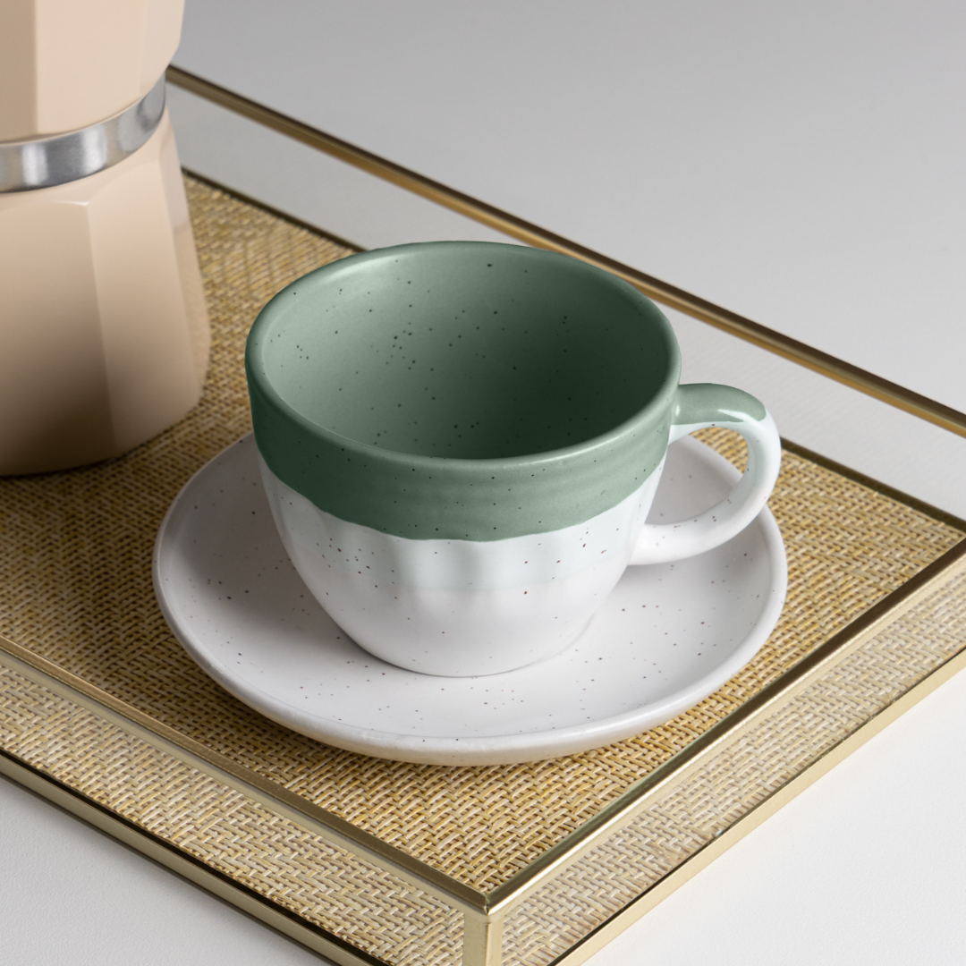 Set of 4 cups of Tea with Píres Ceramic Ombre Green 210ml