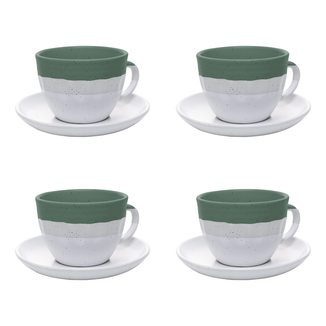 Set of 4 cups of Tea with Píres Ceramic Ombre Green 210ml