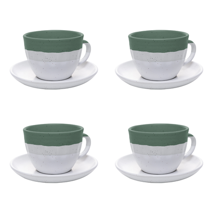Set of 4 cups of Tea with Píres Ceramic Ombre Green 210ml